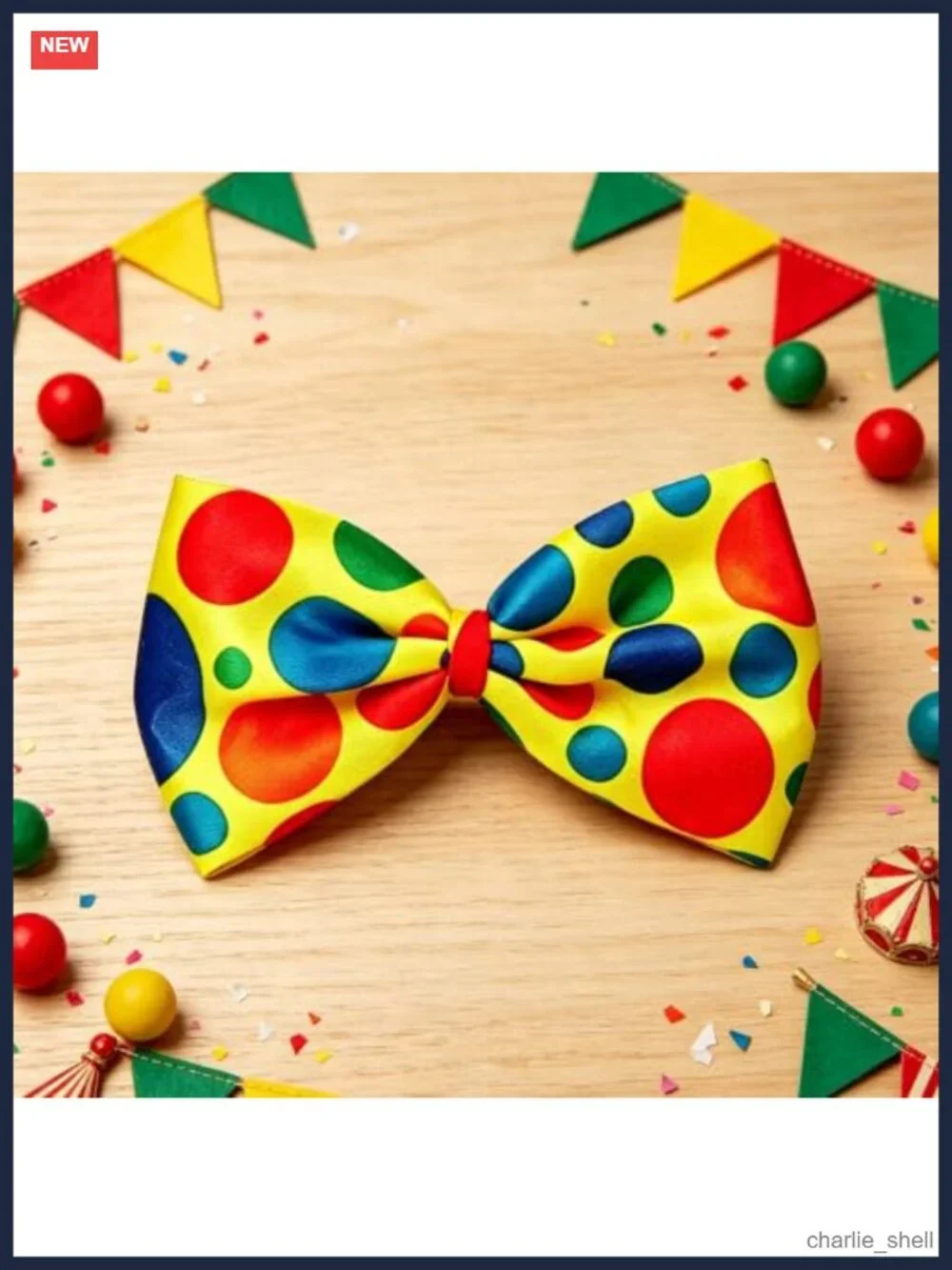 Jumbo Polka Dot Clown Bow Tie Satin Sponge Adult Halloween Costume